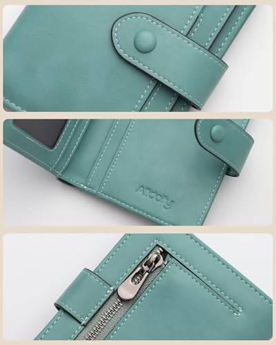 Image of Alldaily Small Slim RFID Blocking Leather Wallet for Women, Bifold with 10 Card Slots and Coin Pocket (Purist Blue)