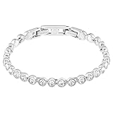 Swarovski Tennis Collection Women's Tennis Bracelet, Sparkling White Crystals with Rhodium Plated Band
