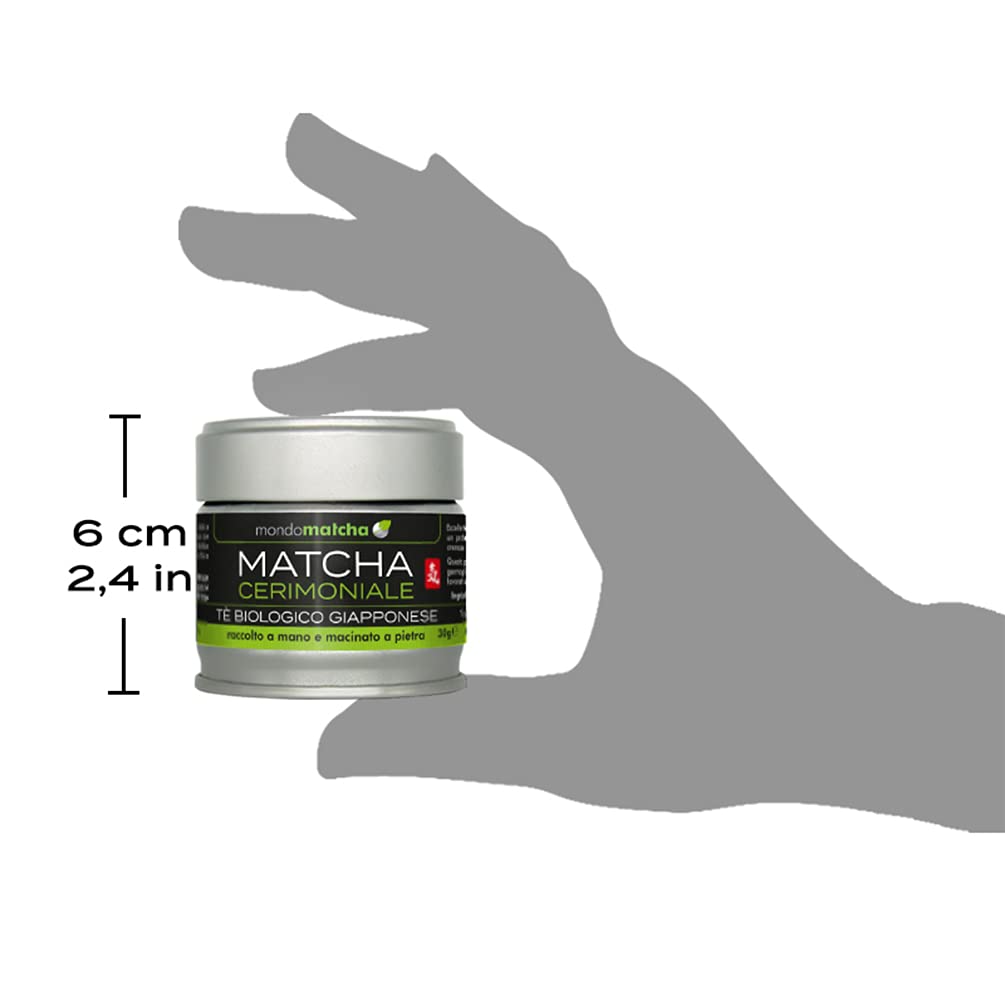 Mondomatcha Tè Verde Matcha Biologico Giapponese 30g - Grado Cerimoniale Premium, Macinato a Pietra - Polvere di Matcha Bio Originale dal Giappone