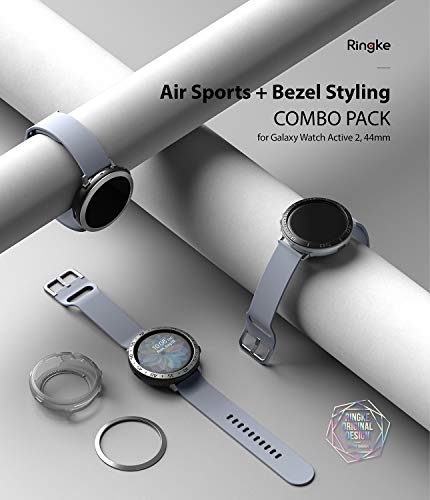 Image of Ringke Air Sports + Bezel Styling Stainless Steel Combo Case Designed for Galaxy Watch Active 2 44mm - 20-Matte Clear
