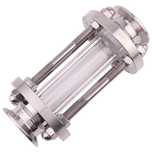 DERNORD In-Line Sight Glass with Clamp End,Flow Sanitary Straight Sight Glass SUS316 1.5 Inch Tri Clamp Type (Flow Pipe OD 25MM)