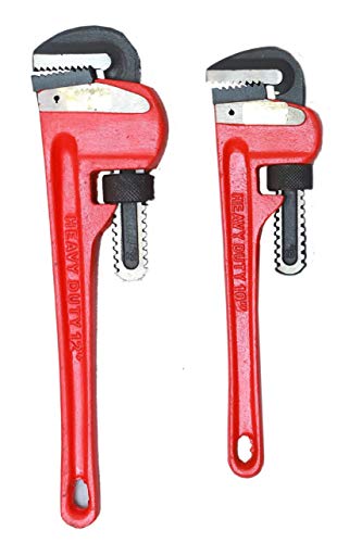 Image of GLOBUS 321 Heavy Duty Adjustable Pipe Wrench Set (10 inch & 12 inch, 2 Pcs) - High Torque Plumbing Tap Spanner | Easy Grip Ranch Pana & Salai Rinch Alternative for Mechanics