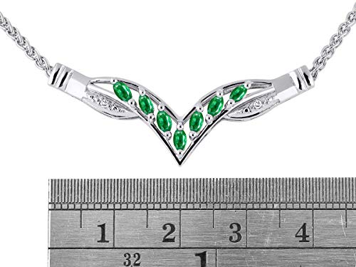 Rylos Stunning Classic Designer Necklace with Marquise Shape Gemstone & Sparkling Diamonds in Sterling Silver .925 - With Adjustible Chain3