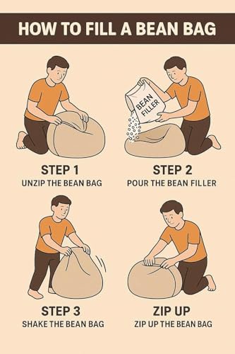 Bean Bag Chair | Gaming Seat with Side Pocket | Premium Leatherette, Washable Cover, Double Stitching | for Lounge & Bedroom | Cover Only (Free Pillow & Footrest, No Beans) (Tan, XL) - Image 7