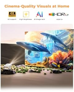 Outdoor-Projector-Movie with WiFi and Bluetooth:[Built-in APPs/180° Stand/Creative Filter] Smart Portable-Projector Auto Focus OS 3.0 Jimveo High Brightness Movie Proyector Compatible with Netflix — photo 6 of 6