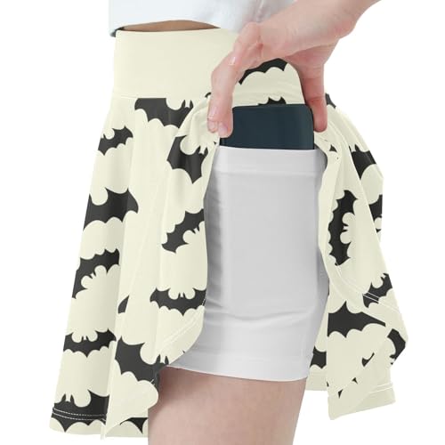 Girls Skorts High Waist Athletic Skirts with Shorts Halloween Bat Stretchy Teens Performance Tennis2