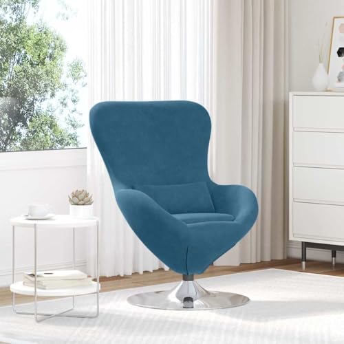 Tonture Egg Chair, Blue, 63 x 73 x 90 cm, Velvet Swivel Chair for Living Room, Bedroom, 360° Rotatable, Modern Design, Comfortable Lounge Chair for Adults, Reading Chair