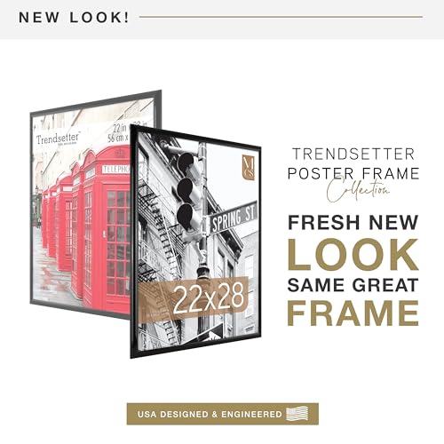 MCS Trendsetter 22x28 Poster Frame Black High-Gloss, Vertical & Horizontal Wall Hanging Large Picture Frame for Photos, Posters & Art Prints (1-Pack)