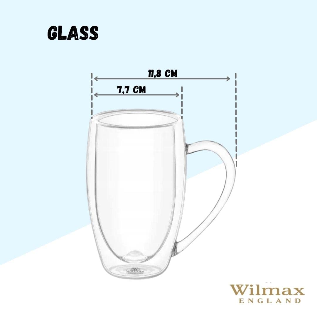 Wilmax | Doppelwandige Thermogläser mit Henkel | 6er-Set | 300 ml | Kaffeegläser | Latte Macchiato Gläser Set | Cappuccino Gläser | Teegläser | Trinkgläser | Thermotassen