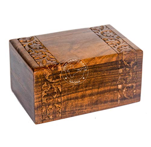 image for Hind Handicrafts Brass Paw Inlaid Rosewood Pet Urn for Dogs Cats Memor