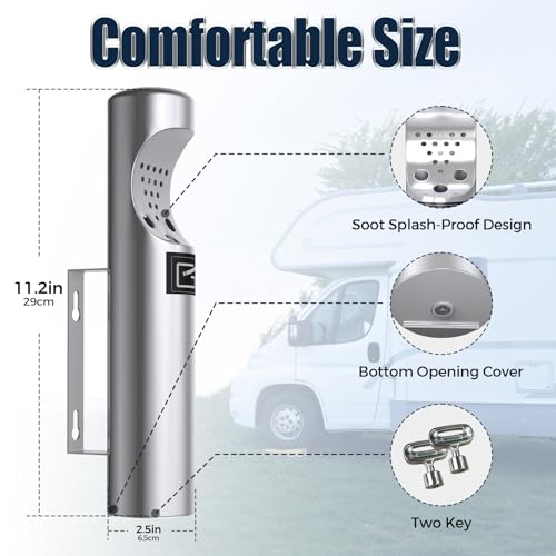 Image of Wall Mounted Cigarette Butt Receptacle Disposal Outdoor, Outside Ashtrays for Cigarettes, Commercial Smokers Outpost for Ash Removal, Keep Your Area Tidy! -Stainless Steel