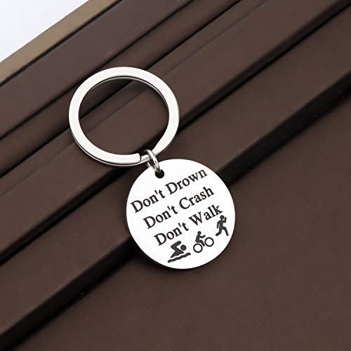 CENWA Triathlon Lover Gift Don’t Drown Don’t Crash Don’t Walk Keychain How to Be Triathlete Gift for Triathlon Athletes3