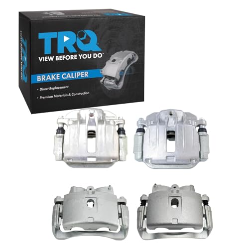 Image of TRQ Front and Rear Brake Caliper Set Zinc Coated Brackets Compatible with 2000-2002 Cadillac DeVille