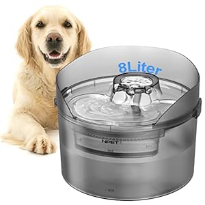 NPET Fuente de agua para perros y gatos, 8 L para perros grandes con bomba ultraligera, gatos y varias mascotas, fuente de agua para perros con 2 filtros DF30