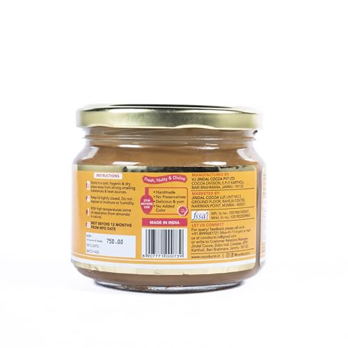 Image of Jindal Cocoa Cocoburst Almond Butter Creamy 300g - Unsweetened Almond Butter with Cocoa | 95% Roasted Almonds | No Palm Oil | No Added Sugar | Protein-Rich Nut Butter | Vegan & Vegetarian
