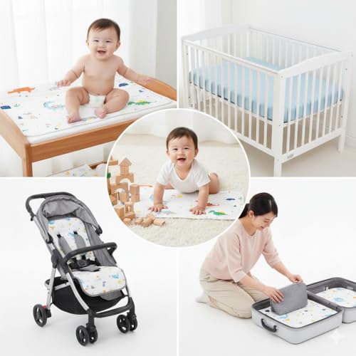 Image of Safe-O-Kid Baby Diaper Changing Mat, 70 x 49 cm Waterproof & Foldable Bed Protector, Soft & Comfortable Changing Pad for Newborns, Travel-Friendly & Easy to Clean - (Pack of 1)