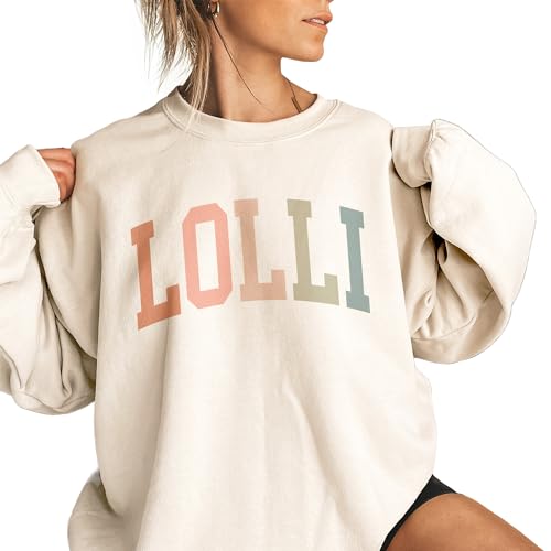 Boho Lolli Sweatshirt, Gifts For Women, Lolli Grandma Sweater, Mother's Day Shirt, Pregnancy Announcement Gift, Long Sleeve Unisex Crewneck Sweatshirt White2