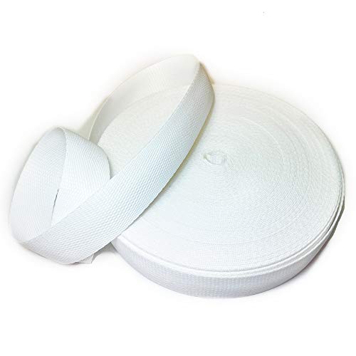 Cinta nylon polipropileno de 3 cm y 25metros para mochilas, riñoneras, cinturones (blanco)