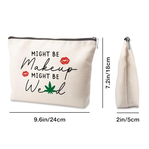 Makeup Bag For Women Might Be Makeup Might Be Weed Zip Travel Bag Humor Leaves Makeup Pack Gifts For Friends Sisters Colleagues2
