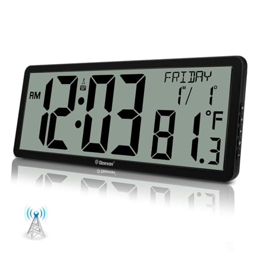 Geevon 14.3" Atomic Wall Clock Battery Operated, Large Atomic Digital Wall Clock with Indoor
