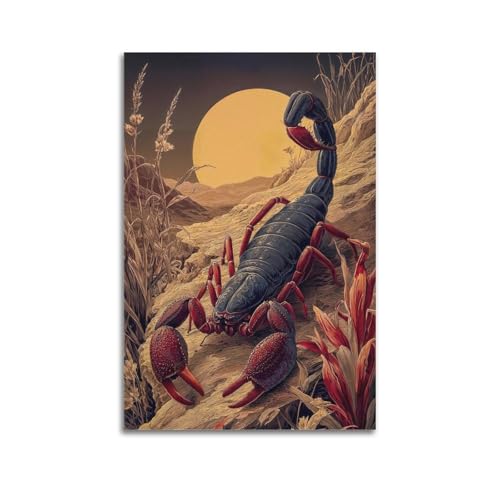 XYSXYCP Poster mural avec impression d'animal - Grand scorpion rouge crépuscule moderne pour décoration de salon - 30 x 45 cm