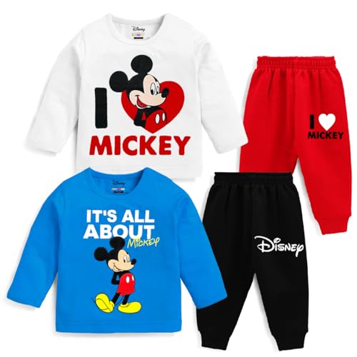 Image of Kuchipoo Disney Boys Regular Fit Cotton T-Shirts and Pyjamas Set