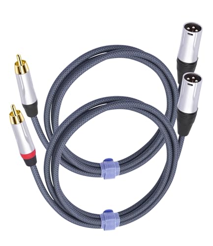 Câble audio RCA mâle vers XLR mâle de 0,9 m blindé tressé pour home cinéma, lot de 2