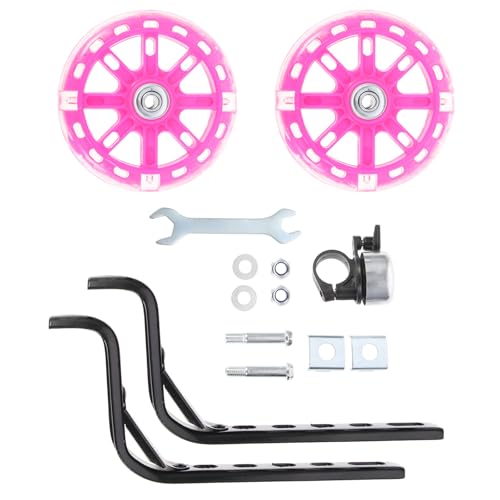 Set de Ruedas de Entrenamiento Outanaya con Timbre Reemplazable, Ruedas Traseras Destellantes, Soporte Ajustable Rosa para Bicicletas de 12-20 Pulgadas, Incluye Herramientas y Timbre, Ayuda para el Equilibrio al Ciclismo para Niños miniatura 1