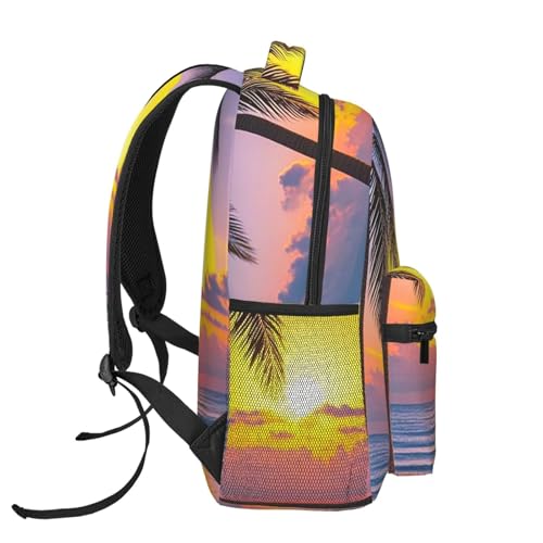 Tropical Beach Palm Tree Sunset Travel Backpack for Women Men Carry On Daypack 15 inch Hiking Back Pack Casual Laptop Bag3