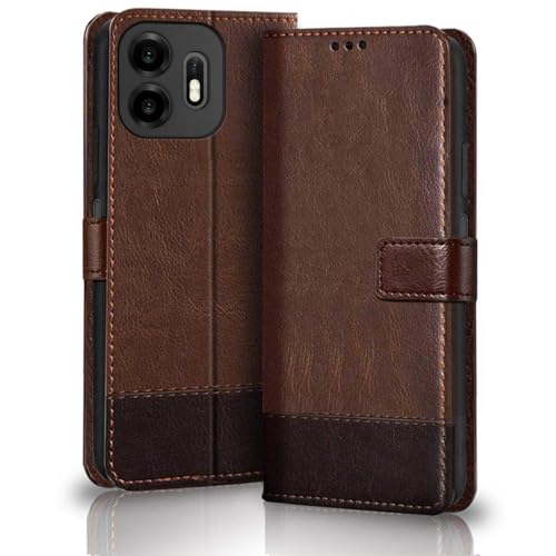 Image of TheGiftKart Flip Back Cover Case for OnePlus N6 5G | Dual-Color Leather Finish | Inbuilt Stand & Pockets | Wallet Style Flip Back Case Cover for OnePlus N6 5G (Faux Leather, Brown & Coffee)