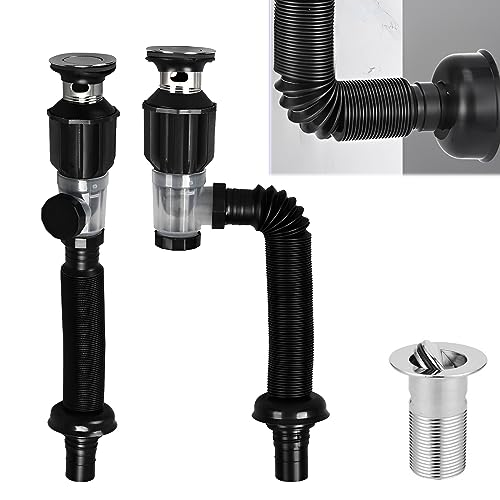 Kit siphon pour lavabo avec siphon : Nizirioo Kit de tuyau de vidange pour lavabo et évier de salle de bain avec tuyau de vidange flexible de 300 à 1000 mm