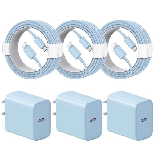 iPhone 14 13 12 11 Charger Fast Charging iPhone Fast Charger 3-Pack 20W iPad Chargers 6FT C Chargers Fast Charging Cord Whit iPhone 14/14 Max/13 Pro/13/12 Mini/12 Pro Max/11 Max/Xs and iPad (Blue)