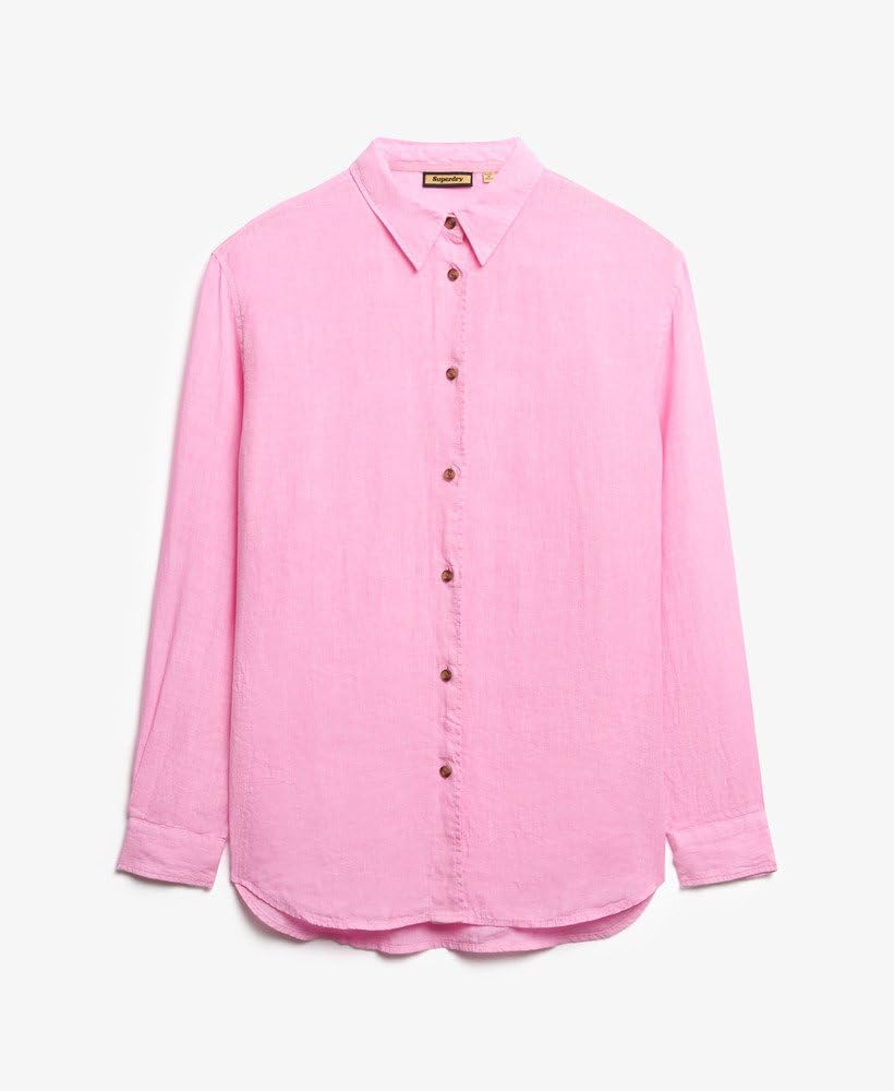 Superdry Chemise décontractée en lin pour femme, style boyfriend, Rose côtier, 36