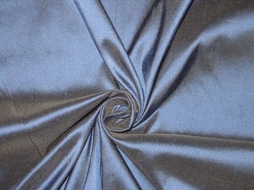 Soie pure Dupioni bleu foncé mat d'exception pour haute couture