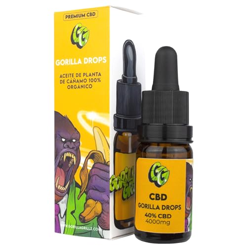 Gorilla Grillz® Aceite CBD 40% con Extracto de Melissa y Vitamina D | 10ml | 4000mg CBD Oil | MCT Oil Vegano | Aceite de Cañamo 100% Orgánico 0% THC | Uso Tópico
