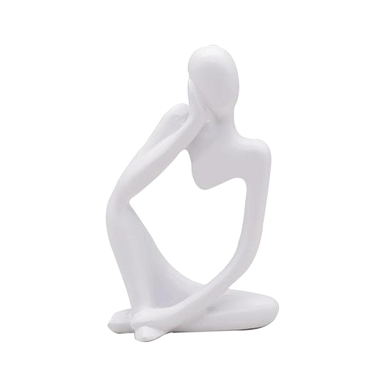 LOVIVER Abstract Thinker Sculpture Creative Resin Figurine Characters Thinking People Crafts Ornaments Sandstone Statues Home Decor Birthday Gifts Collections, White Left, 13x8cm