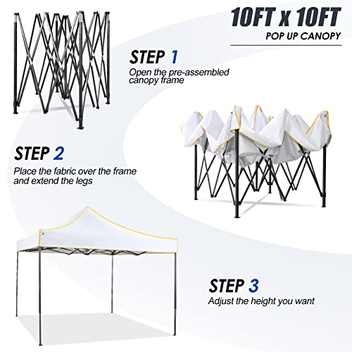 Image of Canopy 10x10 Pop Up Canopy Tent, Alishebuy Outdoor Gazebo Shade Easy Up Vendor Tent Portable for Backyard,Patio,Parties, Silver White