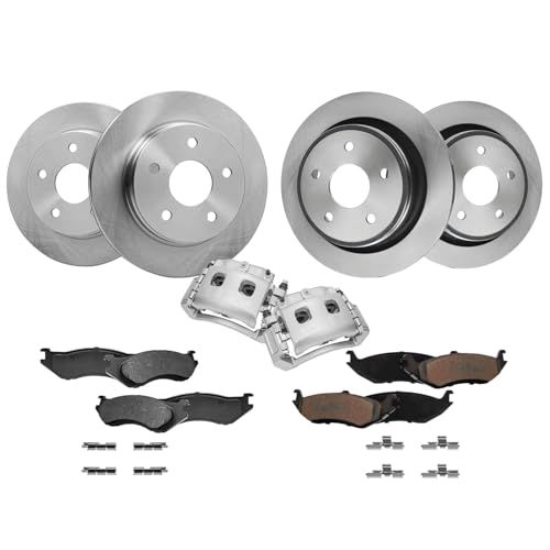 Image of Detroit Axle - Brake Kit for 2002-2005 Dodge Ram 1500, 2005-2006 Durango, Disc Brake Rotors Ceramic Brakes Pads Front Brake Calipers Replacement [13.23 inch Front & 13.86 inch Rear Rotors]