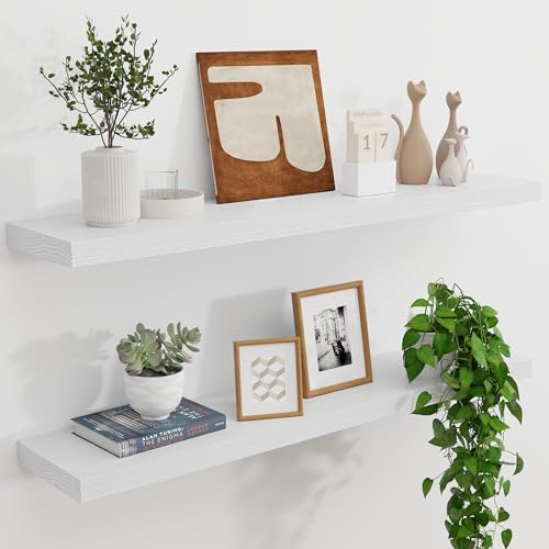 Natural Oak Floating Shelves for Wall, 36