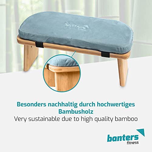 banters Meditation Bench Foldable - Made of solid Bamboo - Portable Kneeling stool with Cushion - Image 4