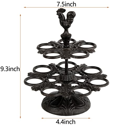 Vixdonos Rustic Egg Holder Iron Egg Rack Rooster Egg Tray For 12 Fresh Eggs #TOP1