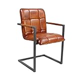 Einzigartige Farbverläufe Classico Echtleder Freischwinger Stuhl  Industrial Design  Lederstuhl, Büffelleder (Mit Armlehne, Cognac)