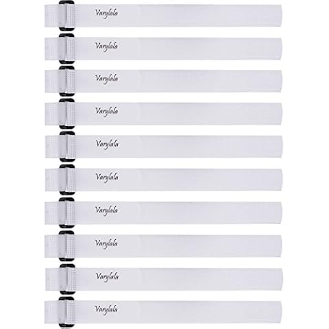 10 Pcs Versatile Hook and Loop Securing Straps Tie Downs Fastening Stabilizer Straps (1''x24'') (White) Cover