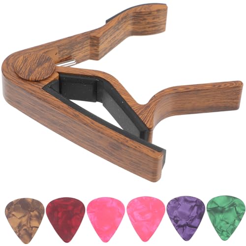 Totority Capo for Acoustic Guitar Tone Modified Clip on Guitar Pick Clip on Ukulele Tuner Professional Guitar Capo Kit