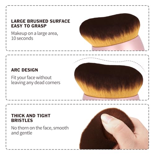 Image of FUNAN Self Tanning Applicator Kit with Soft Mitt, Back Lotion Strap, and Ultra Soft Rose Gold Kabuki Brush, Brown, 3 Piece Set