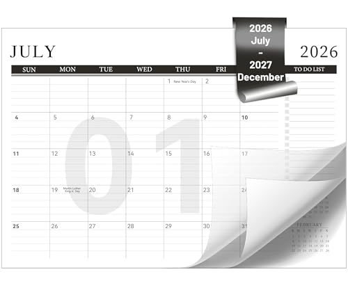 Image of Yoment Desk Calendar Refill 2026-2027, July 2026-Dec 2027, Large 10 inchx16 inch Monthly Planner with to-do Lists 18 Months Calendar for Office School Home, Black