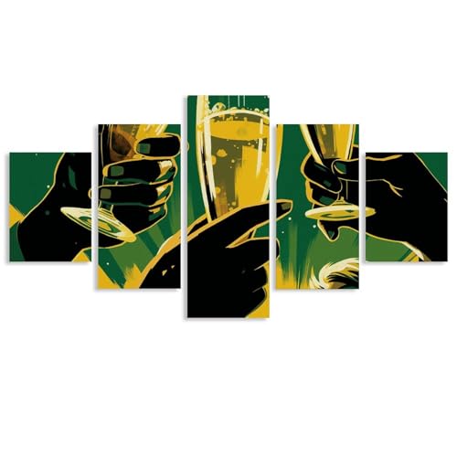 Toile Raise Your Beer Glass 5 panneaux de qualité supérieure pour chambre