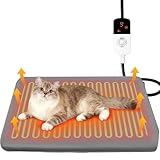 Wortade Heated Cat Bed, 9 Adjustable Temperature Waterproof Cats Heating Pad for Cats with 4 Timer Options, Pet Heating Pads for Cats Dog, Cat Heated Pads Indoor, 17.7' x 23.6'