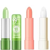 Aloe Vera Color Changing Lipstick, Lasting Nutritious Lip Balm Lips colorless Lipstick Lip Glos Natural Moisturizer gentles 3pcs (Set 03)