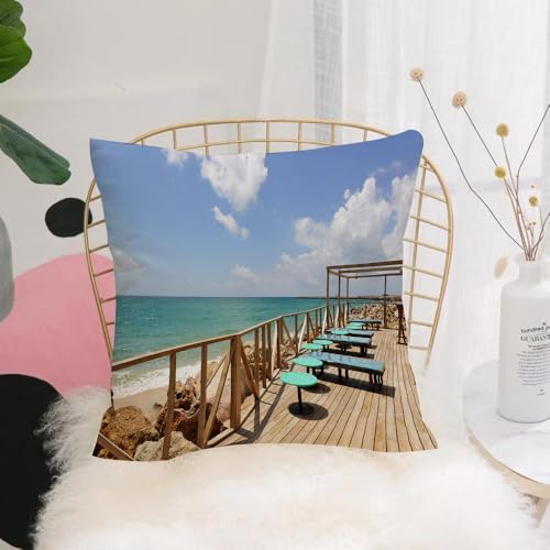 YFHJV Fundas de Almohada 40x40cm - Fundas de Cojines de Calidad con una Suavidad Incomparable - Ideal para Dormitorio - Playa Romana Playa en Alcossebre también Alcoceber en Castellón de España